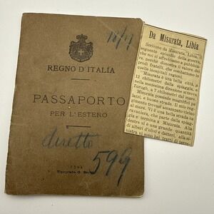 1913 Italian Passport New York Saverio Libya War Soldier Newspaper Clipping